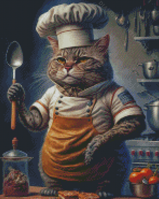 Chef Cat Cooking Diamond Paintings