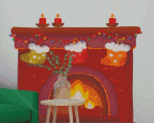 Chrismas Fireplace Diamond Paintings