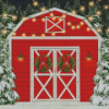 Christmas Red Barn In Winter Diamond Paintings