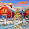 Cool Red Barn In Winter Diamond Paintings