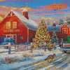 Cool Red Barn In Winter Diamond Paintings