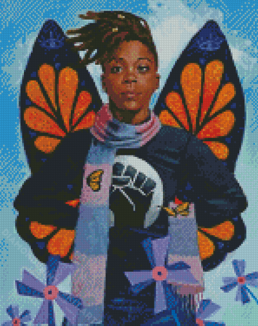 Cool Black Woman Butterfly Diamond Paintings