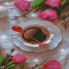 Cup Of Coffee And Flowers Diamond Paintings