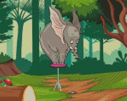 Elephant Scared Of Mouse Diamond Paintings