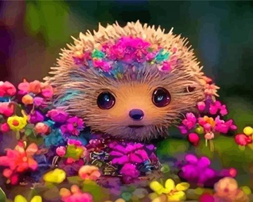 Floral Hedgehog Diamond Paintings