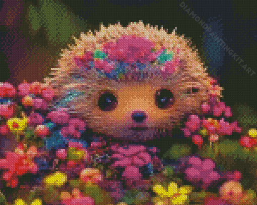 Floral Hedgehog Diamond Paintings