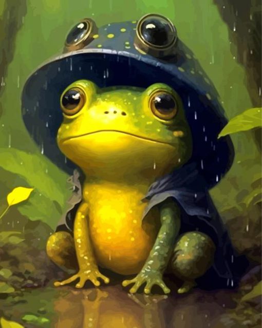 Frog Enjoying The Rain Diamond Paintings