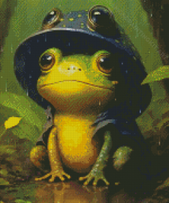 Frog Enjoying The Rain Diamond Paintings