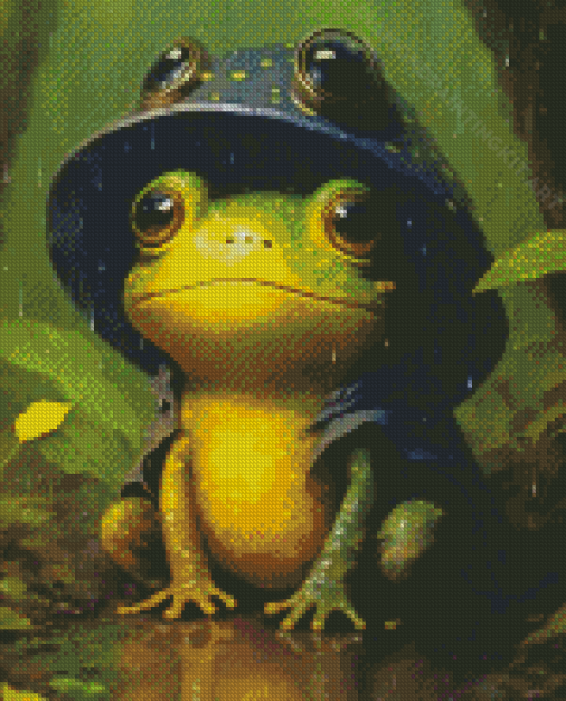 Frog Enjoying The Rain Diamond Paintings