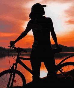 Girl Biker Silhouette Diamond Paintings