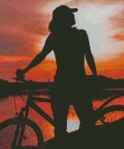 Girl Biker Silhouette Diamond Paintings