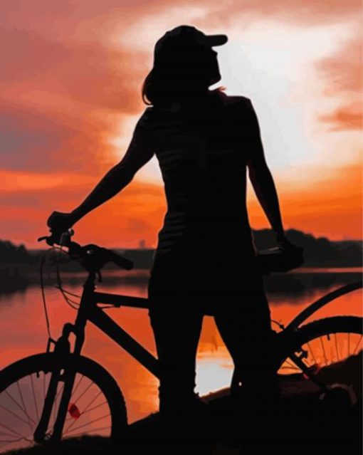 Girl Biker Silhouette Diamond Paintings