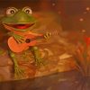 Happy Frog With Guitar Diamond Paintings