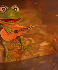 Happy Frog With Guitar Diamond Paintings