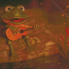 Happy Frog With Guitar Diamond Paintings