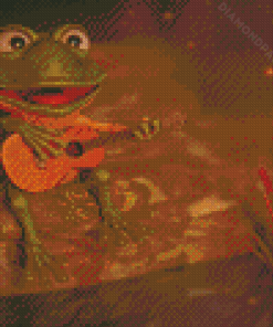 Happy Frog With Guitar Diamond Paintings