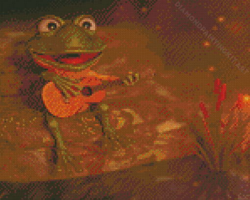 Happy Frog With Guitar Diamond Paintings