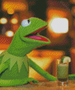 Kermit Drinking Juice Diamond Paintings