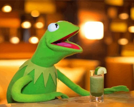 Kermit Drinking Juice Diamond Paintings