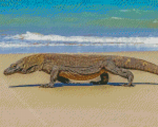 Komodo Dragon At The Beach Diamond Paintings