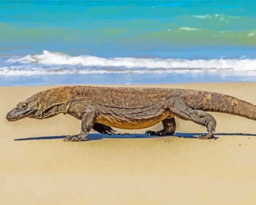 Komodo Dragon At The Beach Diamond Paintings