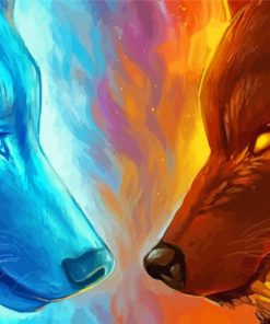 Mad Fire Ice Wolves Diamond Paintings