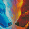 Mad Fire Ice Wolves Diamond Paintings