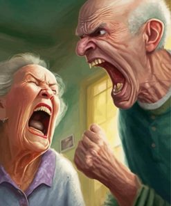 Old Couple Fighting Diamond Paintings