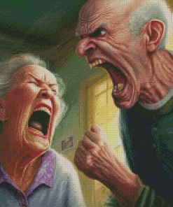 Old Couple Fighting Diamond Paintings