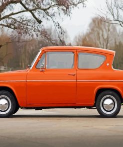 Orange Ford Anglia Car Diamond Paintings