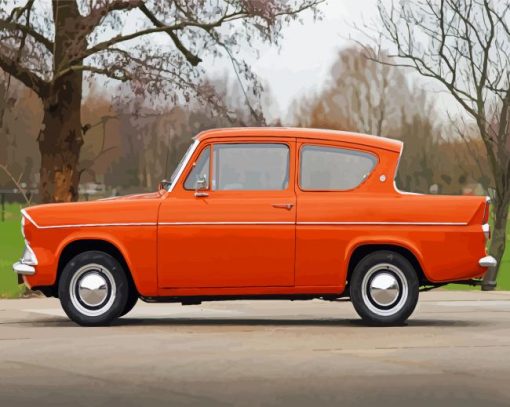 Orange Ford Anglia Car Diamond Paintings