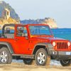 Orange Jeep By Sea Diamond Paintings