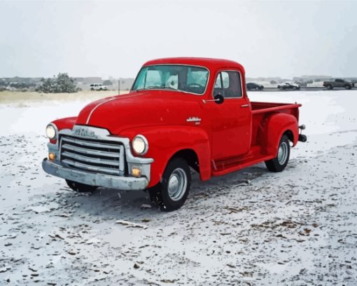 Red 54 GMC Truck Diamond Paintings