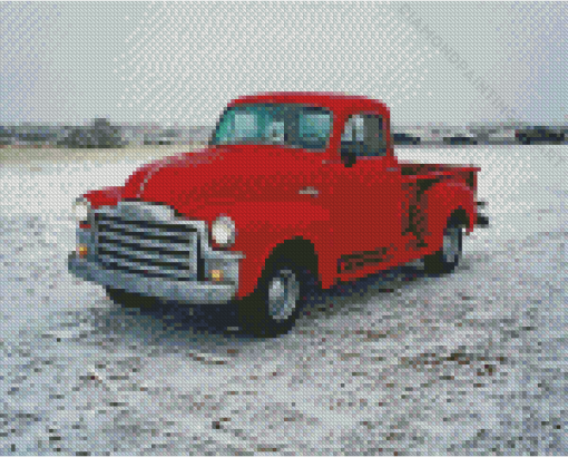 Red 54 GMC Truck Diamond Paintings