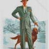 Retro Man And Dog Diamond Paintings