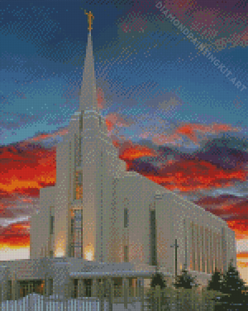 Rexburg Temple Sunset Diamond Paintings