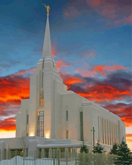 Rexburg Temple Sunset Diamond Paintings