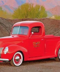 Vintage Red Ford Truck Diamond Paintings