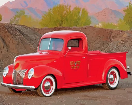 Vintage Red Ford Truck Diamond Paintings