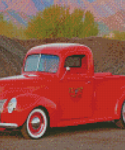 Vintage Red Ford Truck Diamond Paintings