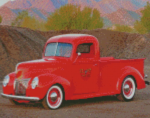 Vintage Red Ford Truck Diamond Paintings