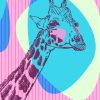 Pink And Blue Giraffe Diamond Paintings