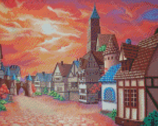 Cartoon Village Diamond Painting