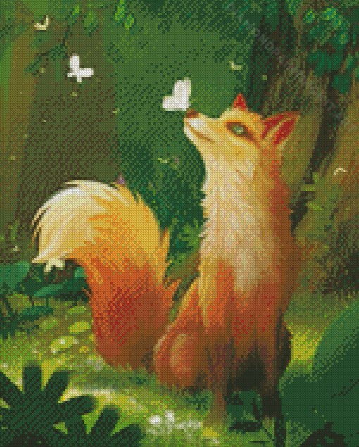 Butterfly And Fox Diamond Painting