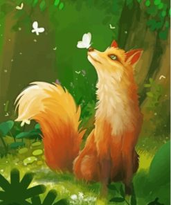 Butterfly And Fox Diamond Painting