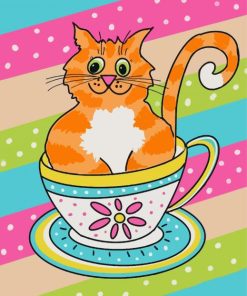 Cat In Cup Diamond Painting