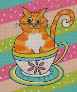 Cat In Cup Diamond Painting