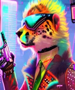 Neon Cheetah Diamond Painting