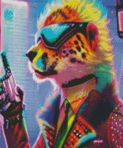 Neon Cheetah Diamond Painting