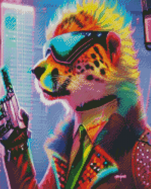 Neon Cheetah Diamond Painting